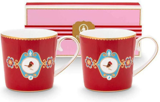 PiP Studio Love Birds Medallion Червена Порцеланова Чаша 190 мл 2 Бройки