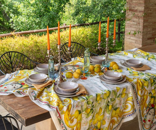 Tessitura Toscana Telerie Τραπεζομάντηλο Λινό Tablecloth Zagara Κίτρινο 170x170εκ.