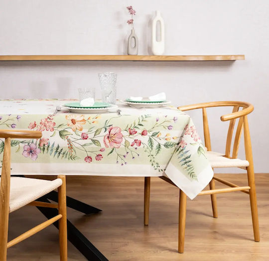 Liolios Home Checkered Tablecloth Green 140x140cm