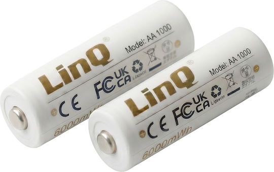 Linq 2x Aa Batteries Lithium 1.5v 6000mwh Rechargeable Usb-c White