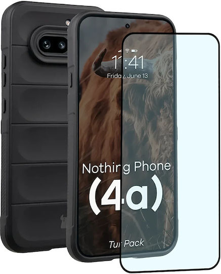 Bizonmobile 2 În 1 Kit De Protecție Bizon Tur Husa Bizon Glass Edge Folie Protectie Telefon Tempered Glass Compatibil Nothing Phone 4a Negru