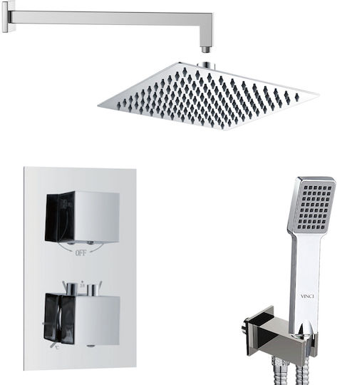 Vinci Mixer & Shower Head Built-in Set for Shower Silver