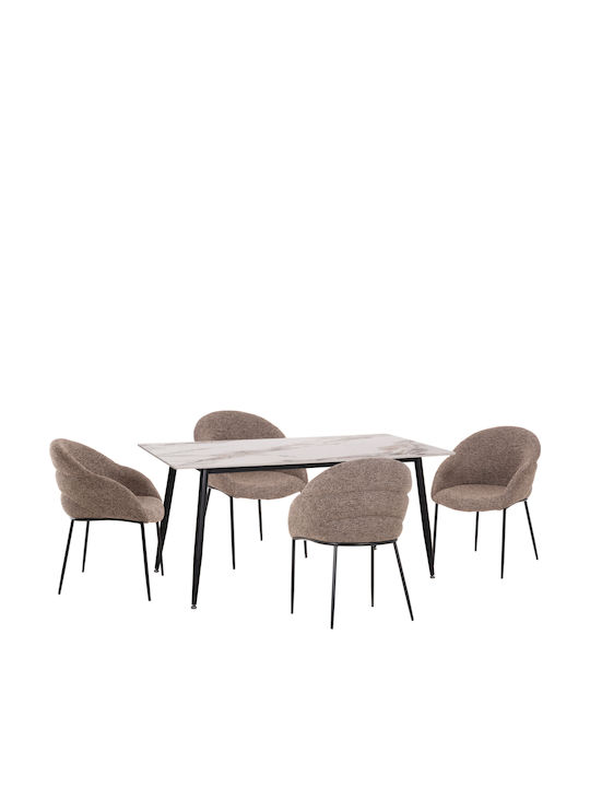 Dining Room Drenny with 4 Chairs 160x80cm