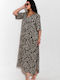 Sommer Maxi Damenkleid mit Tränen Schwarz/Beige S262013-schwarz