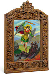 Archangel Michael Wooden Carved Saint Icon Thorn 30cm