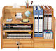 Organizator de Birou din Lemn cu 9 Compartimente Sertar Suport pentru Chei Organizator de Documente A4 Accesorii pentru Bibliorafturi 38.8 X 29 X 28 Cm Maro Deschis
