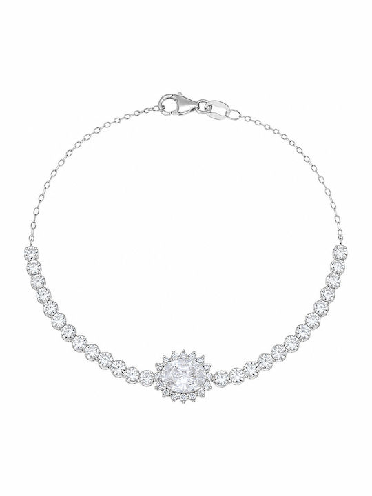 Senzio Belibasakis Women's Rosette Bracelet in 9K White Gold with Zircon