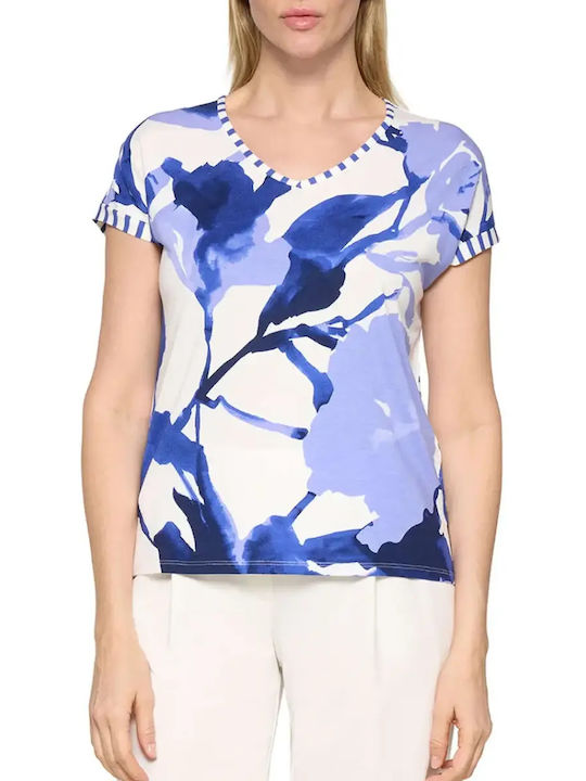 Γυναικείο Crop Top Κοντομάνικο με V Λαιμόκοψη Floral Floral Print