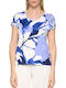 Γυναικείο Crop Top Κοντομάνικο με V Λαιμόκοψη Floral Floral Print