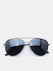 Luigi Unisex Sunglasses With Black Metallic Frame And Black Lens