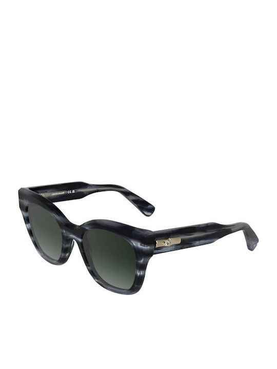 Longchamp Longchamp Damen Sonnenbrille mit Grauem Horn umrandetem Rahmen und Grüner Verlaufsfarbe Linse LO0791 036