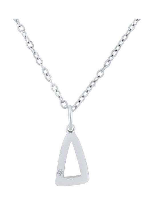 Bijou Box Colier Monogramă "Δ" Din Oțel Cu Zircon