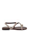 Leder Flache Sandalen Für Damen Braun
