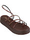 Δερμάτινα Γυναικεία Σανδάλια Flatforms Καφέ