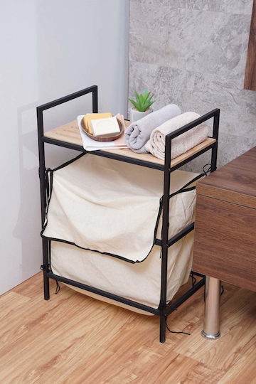 SteweHome Floor Bathroom Shelf Wooden Black
