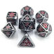 Suegao Set 7 Spinnenweb Feste Metall Würfel Rollenspiele Rot-Schwarz/Silber