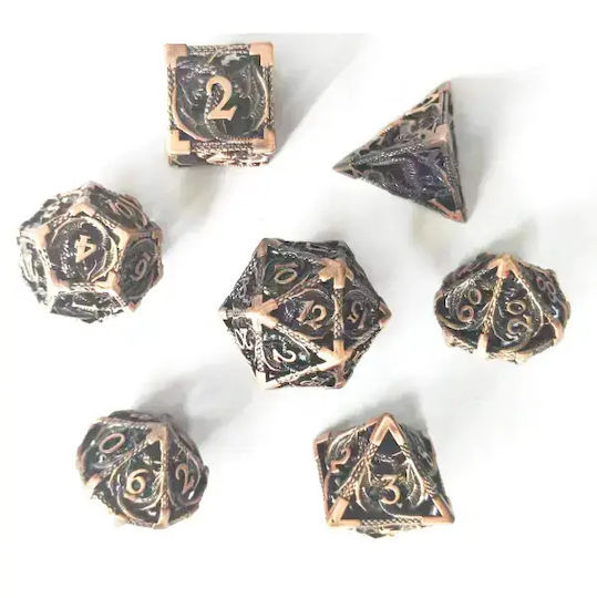 Suegao Set 7 Dark Copper Hollow Metallic Dice Role-playing Games