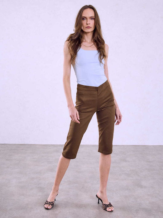 Celestino Damenhose Capri Elastisch Slim Fit Braun