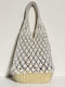 Gestrickte Damen-Schultertasche Weiß / Beige