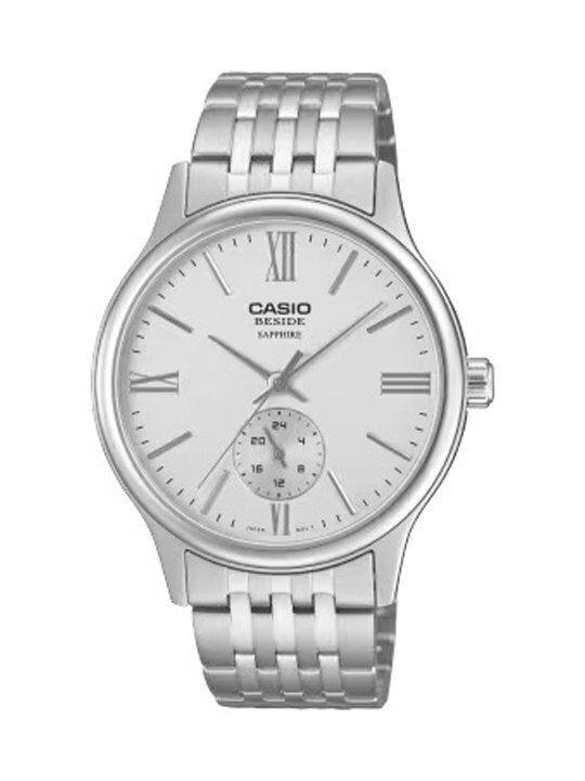 Casio Ανδρικό Ρολόι Μπαταρίας με Ασημί Μεταλλικό Μπρασελέ