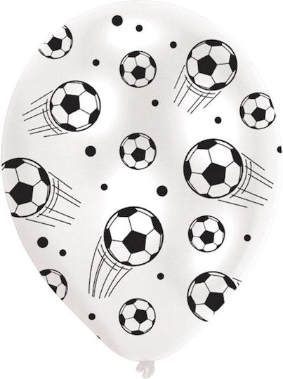 Latex Balloon Set – White Football Balls 6 Pieces
