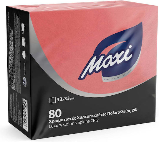 Χαρτοπετσέτα Πολυτελείας Maxi 33x33 2φ 80τεμ Διάφορα Χρώματα Μαύρο