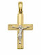 Männlicher Goldkreuz 14K Beidseitig mit dem Erestaurierten ohne Kette
