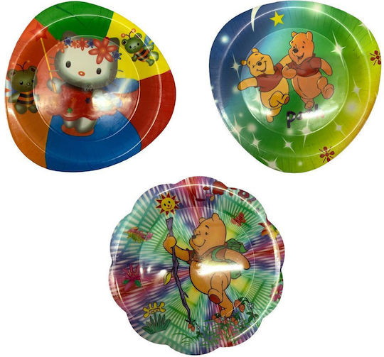 Комплект Плочи Winnie Pooh Hello Kitty 3 Бройки Меламин Триъгълна Извита Форма Многоцветен 20 Х 20 См