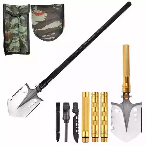 Unealtă Multifuncțională Jup 221092 Lopată Pliabilă Cuțit Tactical Fluier Brichetă Șurubelniță 8 Unelte Neagră