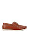 Leather Men's Boat Shoes In Tabac Brown Color