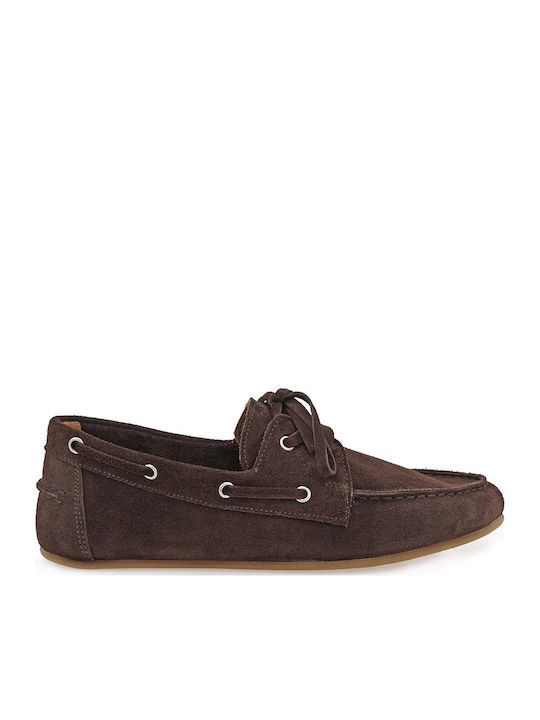 Leather Women's Boat Shoes in Brown Colour