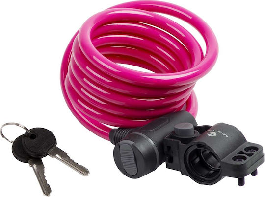 M-wave Κλειδαρια Ποδηλατου Cable Lock 10x1800mm Ροζ
