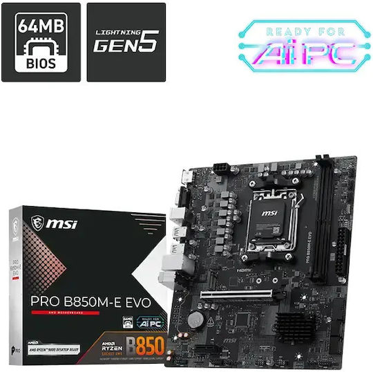 MSI Pro B850M-E Evo Motherboard Micro ATX με AMD AM5 Socket