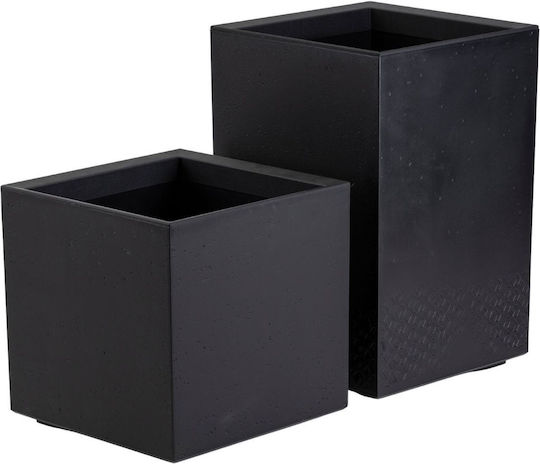 HowHomely Set 2 Pflanzgefäße Schwarz