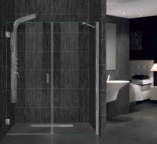 Aquarelle Shower Screen with Sliding Door 145-147x190cm Clear Glass Chrome