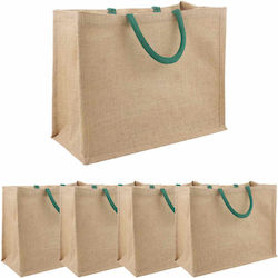 Vidaxl Jute Bags 5 Pieces Natural Green 42 X 33 X 19 Cm