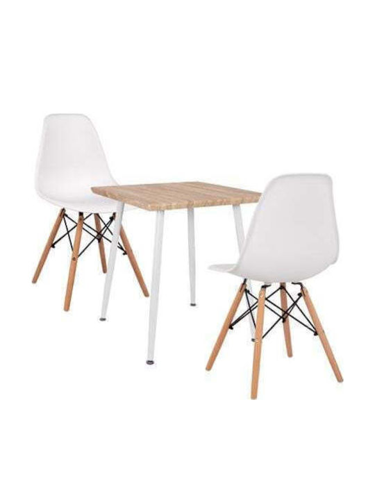 Τραπέζι Κουζίνας Paloma με 2 Καρέκλες 70x70εκ.