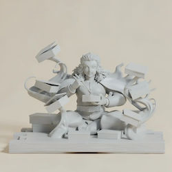 Άβαφη 3d Φιγούρα Kyojuro Rengoku 3d Model Having Dinner From Demon Slayer Βάψιμο Diy Δώρο Χρώματα 20 Cm 1:8