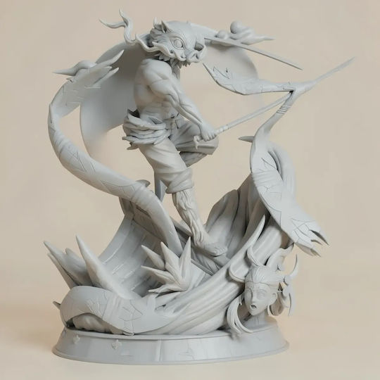Unbemalte 3d Figur Hashibira Inosuke 3d Modell Aus Demon Slayer Bemalen Diy Geschenk Farben 15,2 Cm 1:12