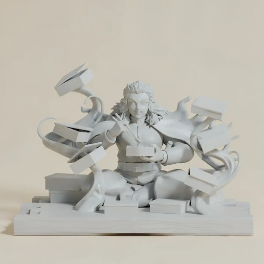 Unpainted 3D Figure Kyojuro Rengoku 3D Model Having Dinner From Demon Slayer Painting DIY Gift Colors 15.2 Cm 1:12
