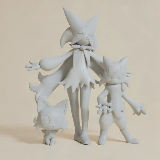 Unpainted 3D Figure Basic Pokemon Sprigatito Floragato Meowscarada Painting Diy Gift Colors 30 Cm 1:6