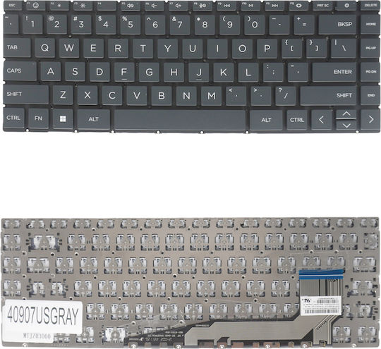 Лаптоп Клавиатура Keyboard Hp Pavilion Plus 14-eh 14t-eh 14-eh0000 14-eh1000 14t-eh100 14-eh0000nv 14-eh1001nv N10398-001 N10393-001 N10394-001 N10396-001 N10397-001 N10399-001 N10400-001 Us Без Рамка Сив Кωδ.40907usgray