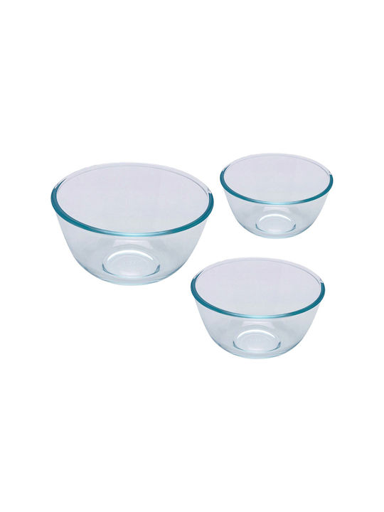 Pyrex Μπωλ Σερβιρίσματος Στρογγυλό Γυάλινο Μπεζ 3τμχ