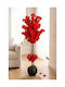 Stewehome Copac Artificial Ramură De Primăvară Flori Roșii Ghiveci Rotund Decorativ Negru
