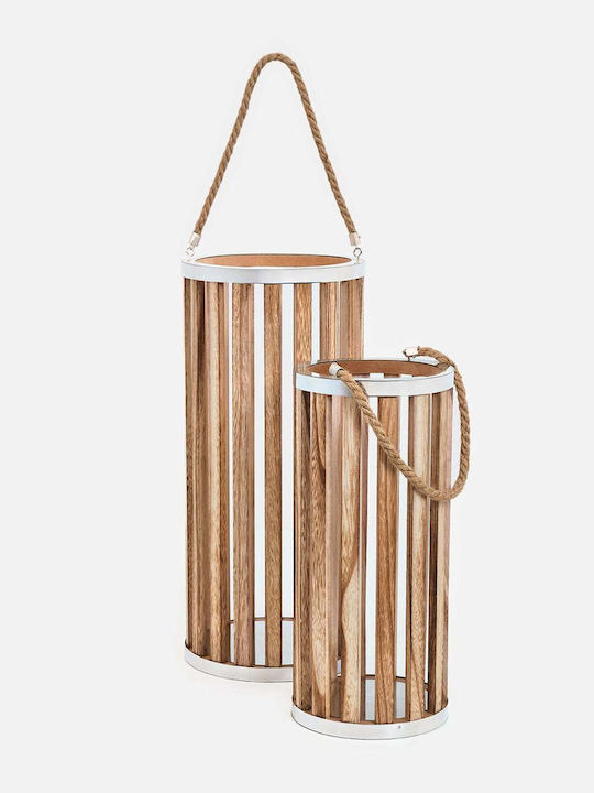 SteweHome Сет Металически Кандилници в Бежов Цвят 18x40x18см 2 Бройки