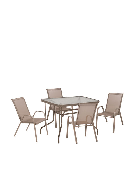 Outdoor Dining Set Adam 5 Pieces Champagne