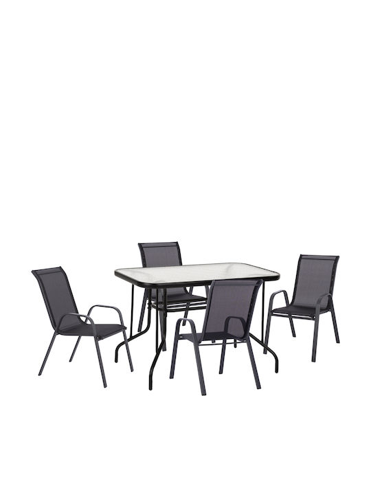 Outdoor Dining Set Adam 5 Pieces Black