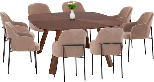 Set de sufragerie Riner cu 8 scaune 150x150 cm