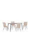 Dining Room Set Gaff with 4 Chairs 160x80cm