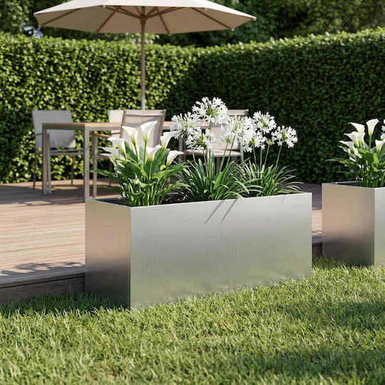 vidaXL Metallic Silver Flower Pot 80x40x40cm